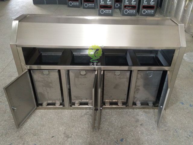 斜切面戶外不銹鋼四分類(lèi)垃圾桶廠家批發(fā)